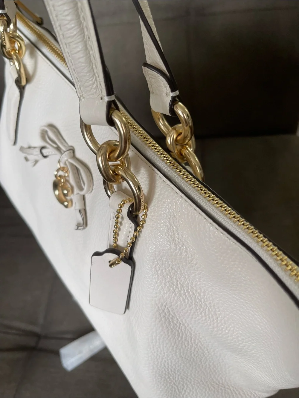 COACH Ally Pebbled Leather crossbody Chalk/Ivory  Satchel w/ Matching Wallet